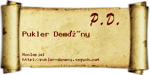 Pukler Demény névjegykártya